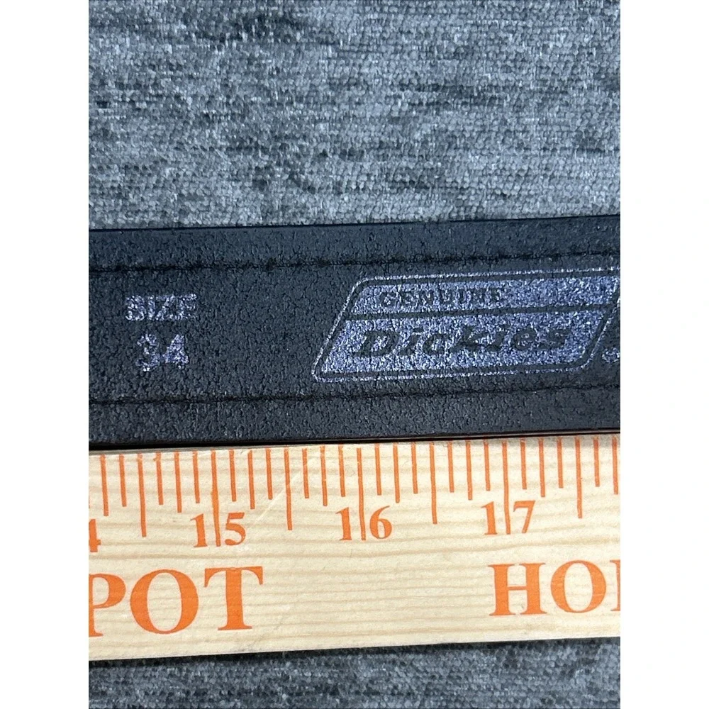 Genuine Dickies Mens Black Leather Belt Size 34 Gunmetal Buckle Workwear Classic